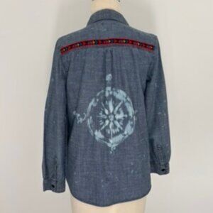 Upcyled reimagined bleach dyed chambray shirt